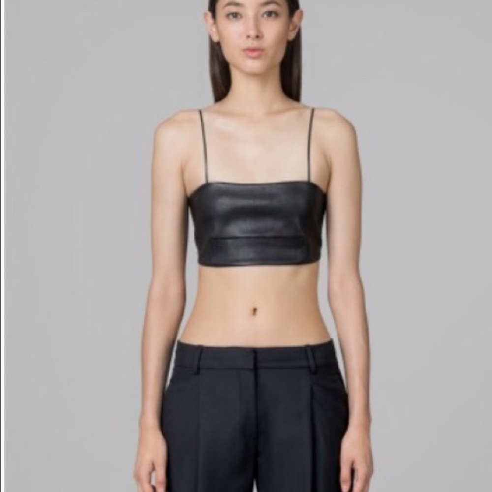 Kimora Lee Simmons Leather bandeau crop top